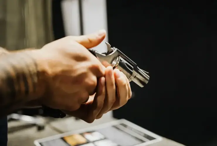 revolver na mao inox