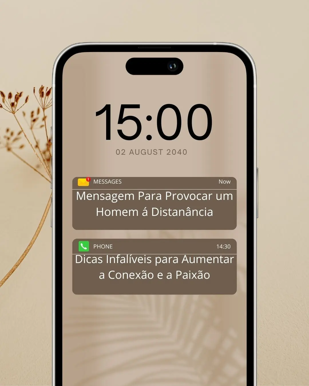 Brown Minimalist Aesthetic Phone Notifications Mockup Instagram Post