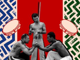 Cartaz campeonato de capoeira colorido branco vermelho 1